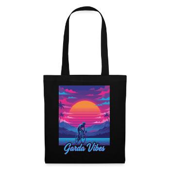 Garda Vibes 80er Vaporwave Radfahrer Neon-Kunst - Stoffbeutel - Schwarz - Vorne