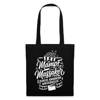 Mampf Massaker Horror Film Spruch - Stoffbeutel - Schwarz - Vorne