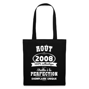 Anniversaire 18 ans - Août 2008 Perfection - Sac en tissu - noir - Devant