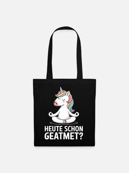 Heute Schon Geatmet Einhorn Yoga Meditation - Stoffbeutel - Schwarz