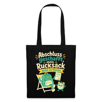 Abschluss geschafft, mein Rucksack geht in Rente. - Stoffbeutel - Schwarz - Vorne