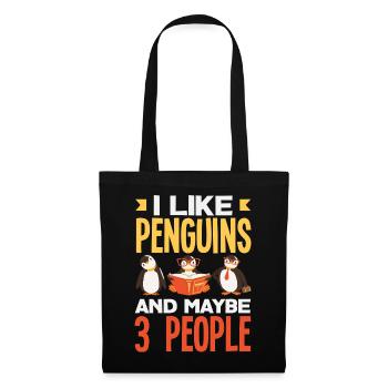 Pingouin mignon - Cadeau pour l’amoureux des manchots - Sac en tissu - noir - Devant