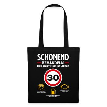 Oldtimer Jetzt 30 Geburtstag - Stoffbeutel - Schwarz - Vorne