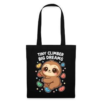 Kawaii Faultier Klettern - Tiny Climber Shirt - Stoffbeutel - Schwarz - Vorne
