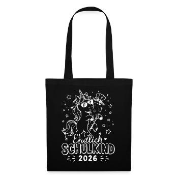 Unicorn Schulkind 2026 Design - Stoffbeutel - Schwarz - Vorne
