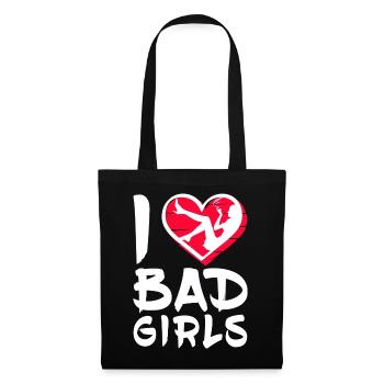 I love Bad Girls - Herz mit Tänzerin Silhouette - Stoffbeutel - Schwarz - Vorne