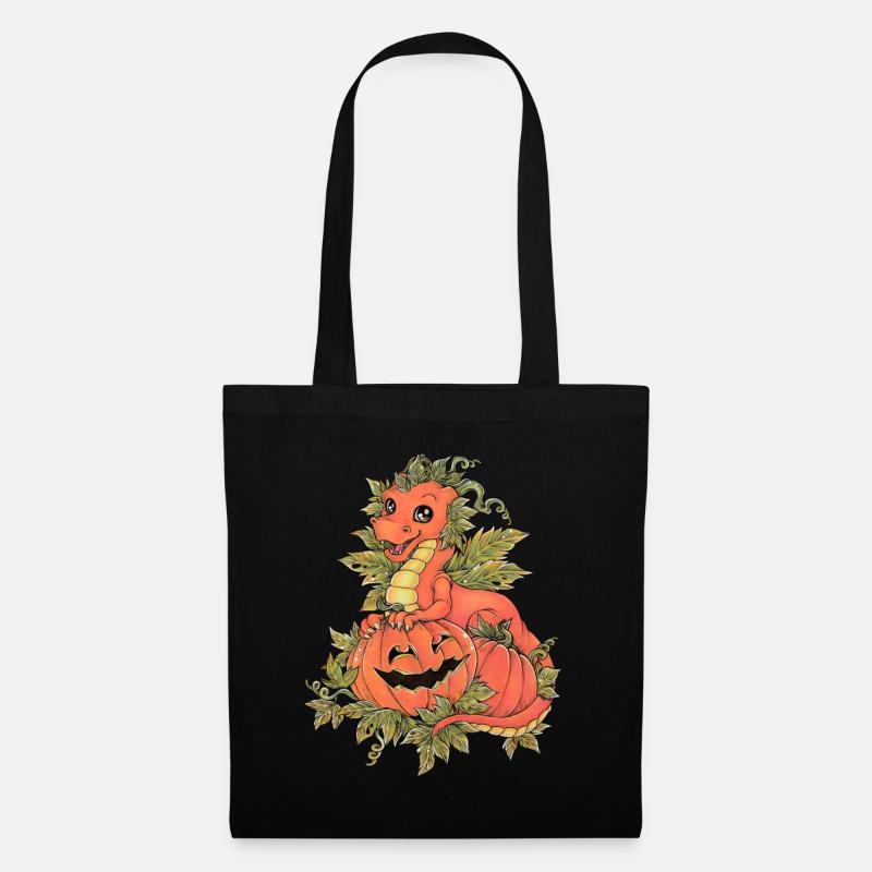 Niedlich Kürbis Drache Pumpkin Halloween Geschenk - Stoffbeutel - Schwarz