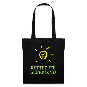 Rettet die Glühbirne! - Save the Bulb! - Stoffbeutel - Schwarz - Vorne
