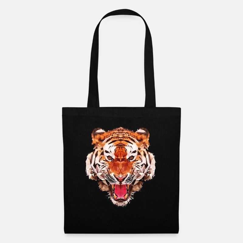 Tiger Polygon Design - Stoffbeutel - Schwarz