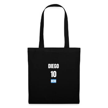 Argentinien Diego Fußball T-Shirt - Stoffbeutel - Schwarz - Vorne