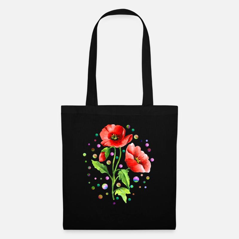 Blumen - Stoffbeutel - Schwarz