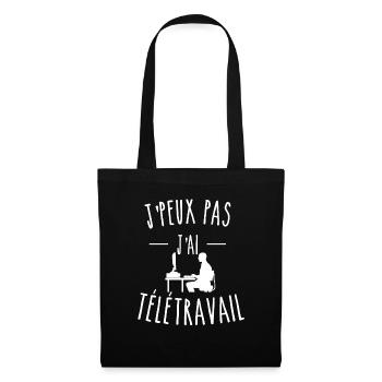 je peux pas j'ai télétravail - Sac en tissu - noir - Devant