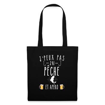 pêche et apéro - Sac en tissu - noir - Devant