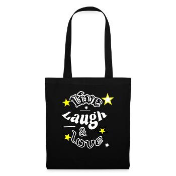Lebe Lachen und Liebe - Stoffbeutel - Schwarz - Vorne