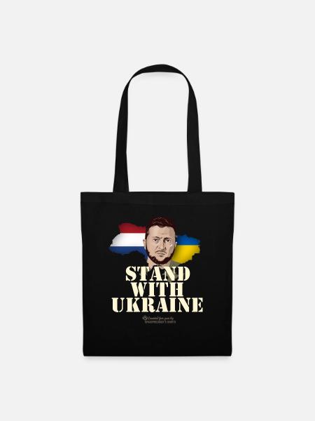 Ukraine Niederlande Motto Stand with Ukraine - Stoffbeutel - Schwarz