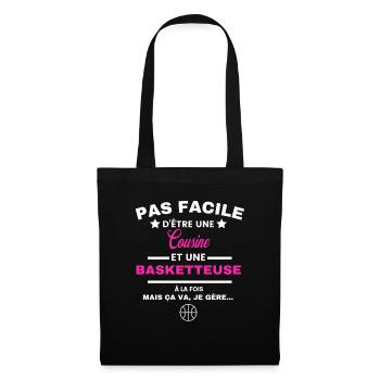 pas facile d'être basketteuse et Cousine - Sac en tissu - noir - Devant