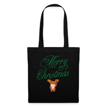 MERRY CHRISTMAS VERT - Sac en tissu - noir - Devant