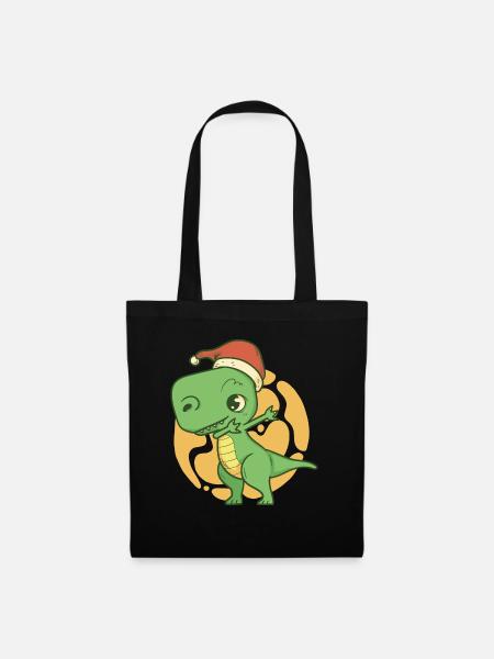 Dino, Christmas T-shirt. - Stoffbeutel - Schwarz