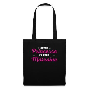 Cette princesse va être Marraine - Sac en tissu - noir - Devant