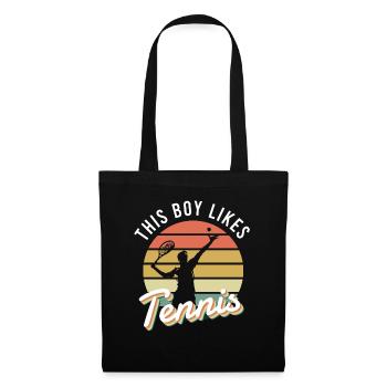 Un garçon aime jouer au tennis, au tennis, au - Sac en tissu - noir - Devant