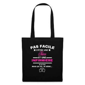 pas facile d'être INFIRMIÈRE et Nièce - Sac en tissu - noir - Devant
