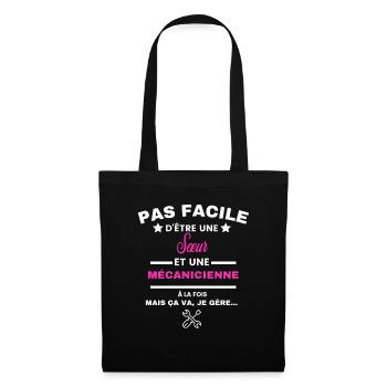 pas facile d'être mécanicienne et Sœur - Sac en tissu - noir - Devant