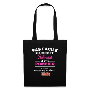 pas facile d'être sapeur POMPIER et Belle-sœur - Sac en tissu - noir - Devant