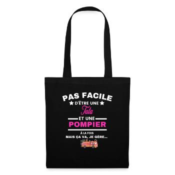 pas facile d'être sapeur POMPIER et Tata - Sac en tissu - noir - Devant