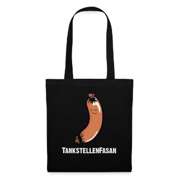 TankstellenFasan. Knackwurst oder Bockwurst - Stoffbeutel - Schwarz - Vorne