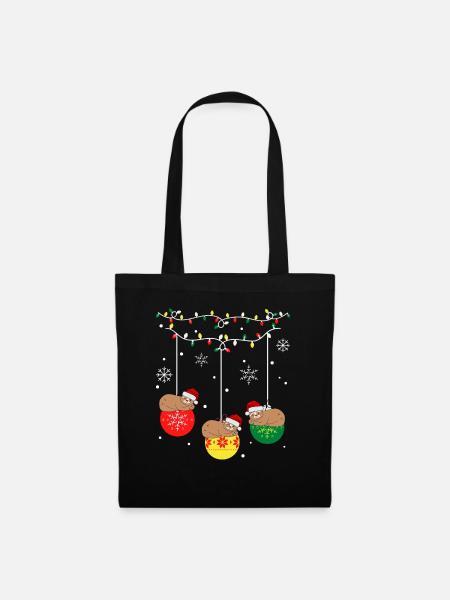 Weihnachtsfaultier - Stoffbeutel - Schwarz