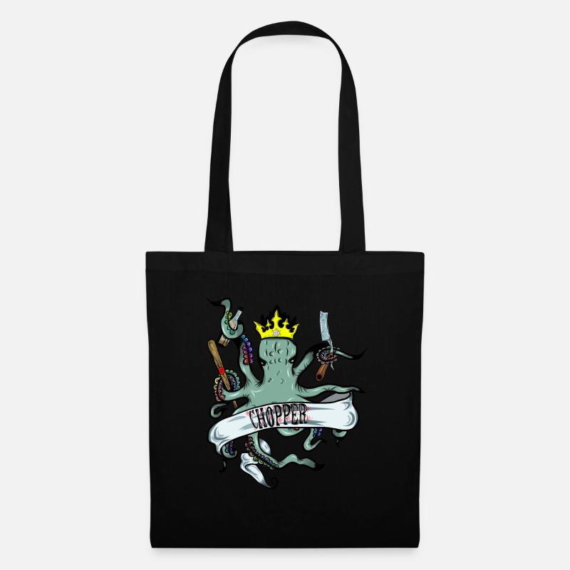 Octopus octopus with crown and chopper - Tote Bag - black