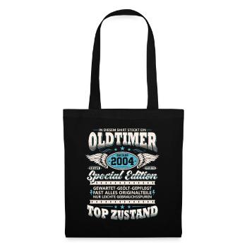 Oldtimer Baujahr 2004 Jahrgang Geburtstag Geschenk - Stoffbeutel - Schwarz - Vorne
