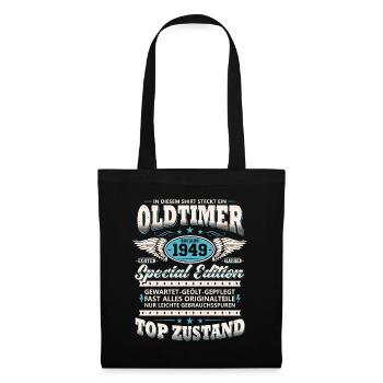 Oldtimer Baujahr 1949 Jahrgang Geburtstag Geschenk - Stoffbeutel - Schwarz - Vorne
