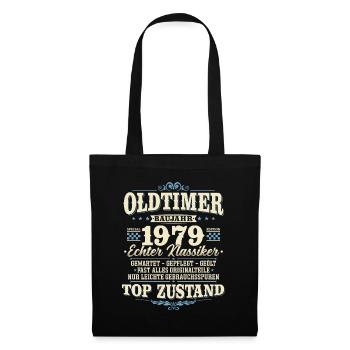 Oldtimer Baujahr 1979 Jahrgang geboren Geburtstag - Stoffbeutel - Schwarz - Vorne