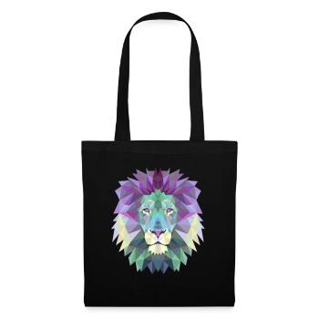 Löwe Geschenk Dreieck Polygon Löwin Raubkatze Lion - Stoffbeutel - Schwarz - Vorne