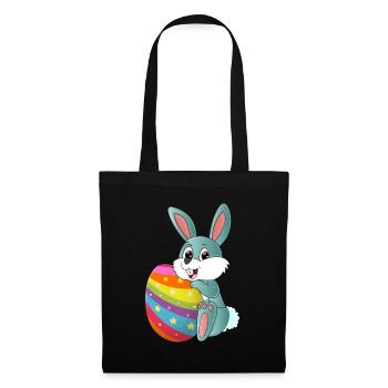 Cute sweet Easter bunny with a colorful Easter egg - Tote Bag - black - Front
