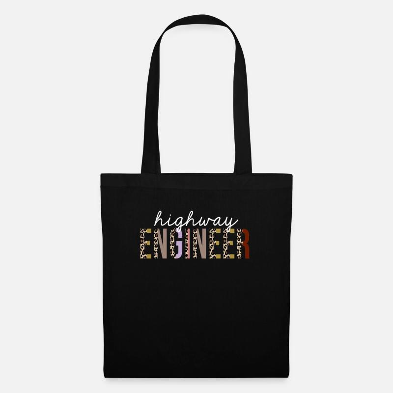 Highway Engineer Leopard Print Drôle cadeau - Sac en tissu - noir