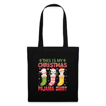 This is my Christmas Payama Cat Shirt - Stoffbeutel - Schwarz - Vorne