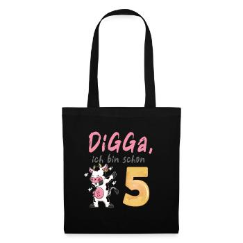 DIGGA, ich bin schon 5 - Stoffbeutel - Schwarz - Vorne
