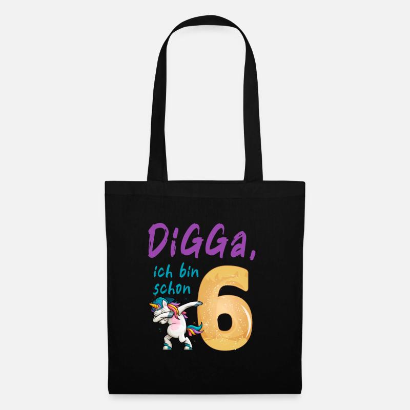 DIGGA, ich bin schon 6 - Stoffbeutel - Schwarz
