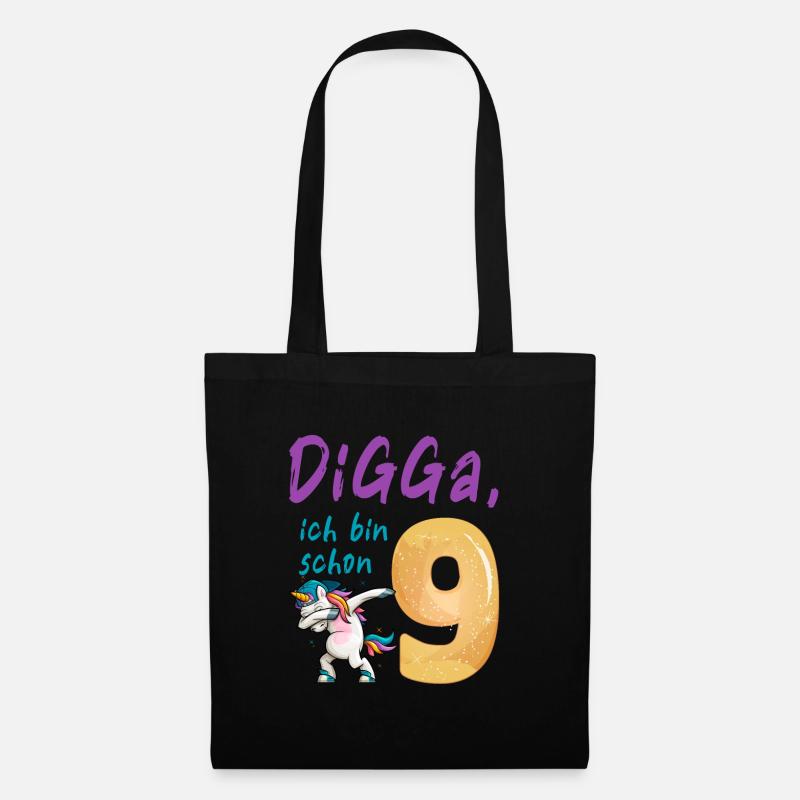 DIGGA, ich bin schon 9 - Stoffbeutel - Schwarz