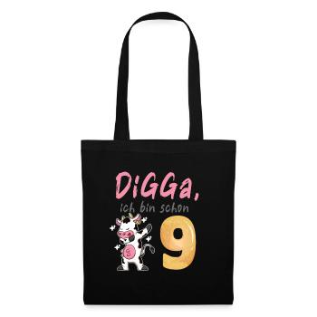 DIGGA, ich bin schon 9 - Stoffbeutel - Schwarz - Vorne
