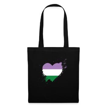 Pride LGBTQ Heart - Genderqueer - Tote Bag - black - Front