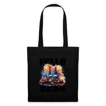 Bonne année avec feux d’artifice à Cologne - Sac en tissu - noir - Devant