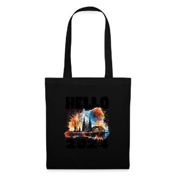 Bonne année avec feux d’artifice à Cologne - Sac en tissu - noir - Devant