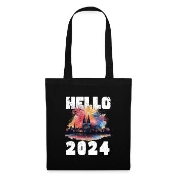 Bonne année avec feux d’artifice à Cologne - Sac en tissu - noir - Devant