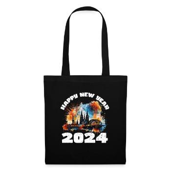 Bonne année avec feux d’artifice à Cologne - Sac en tissu - noir - Devant