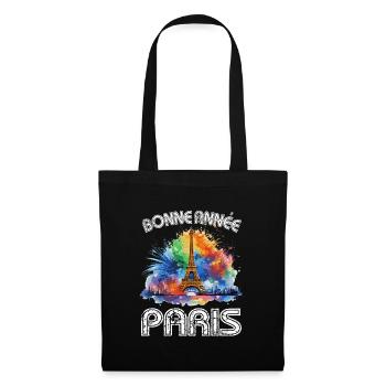 Bonne année avec feu d’artifice à Paris - Sac en tissu - noir - Devant