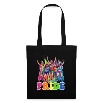 Étreinte de connexion arc-en-ciel, fierté heureuse - Sac en tissu - noir - Devant