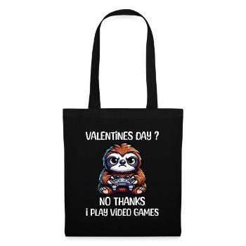 Funny Sloth Gamer Valentine's Day? No thank you - Tote Bag - black - Front